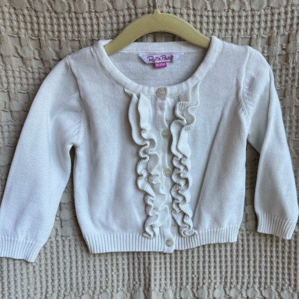 Ruffle Butts White Ruffle Sweater for Kids